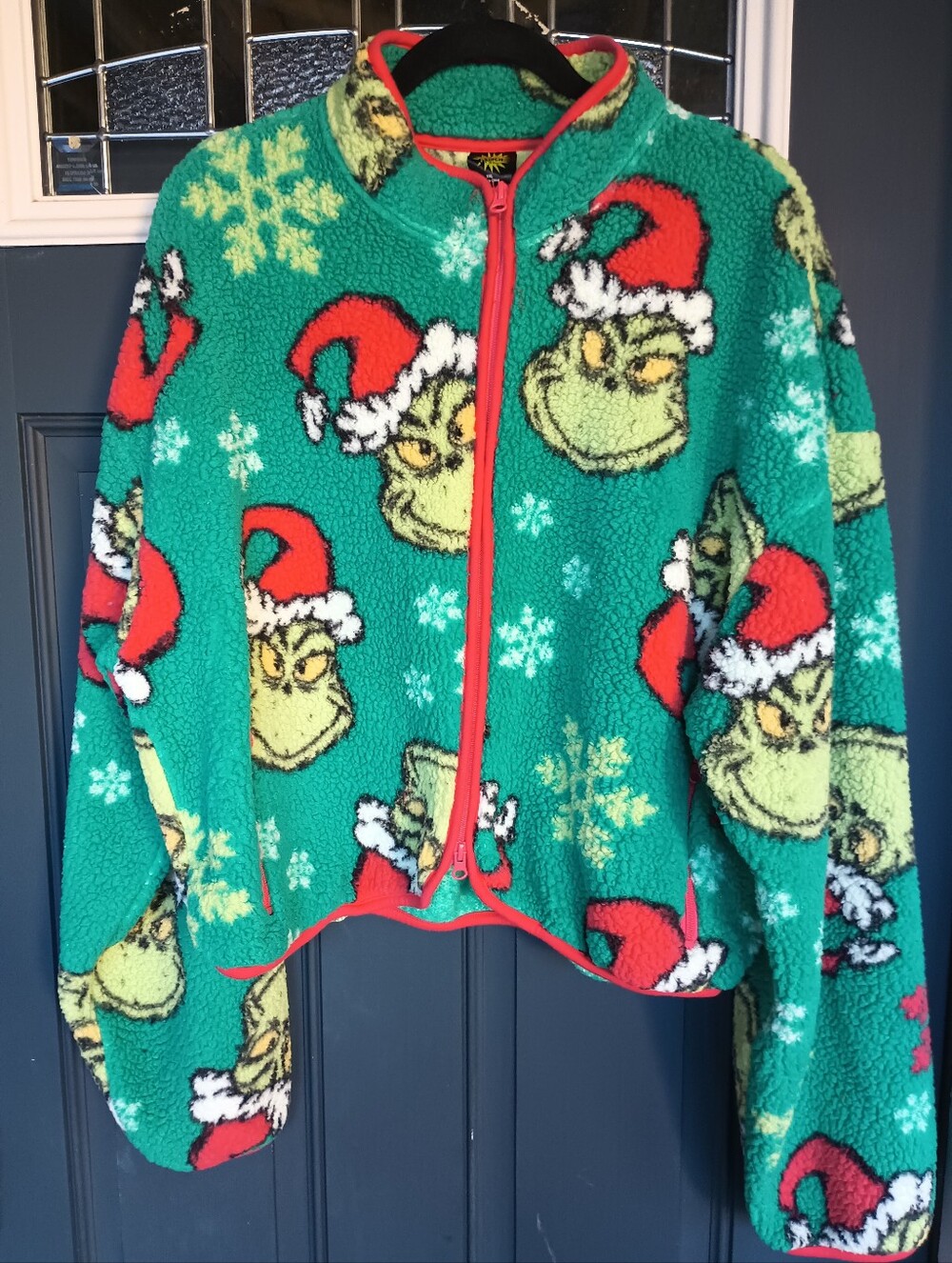 Grinch Zip Sherpa Sz XXL WHIMSICAL HOLIDAY